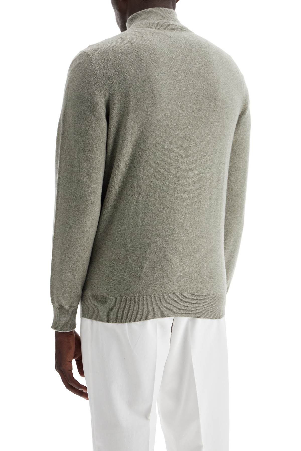 Cashmere High-neck Pullover Sweater  - Verde