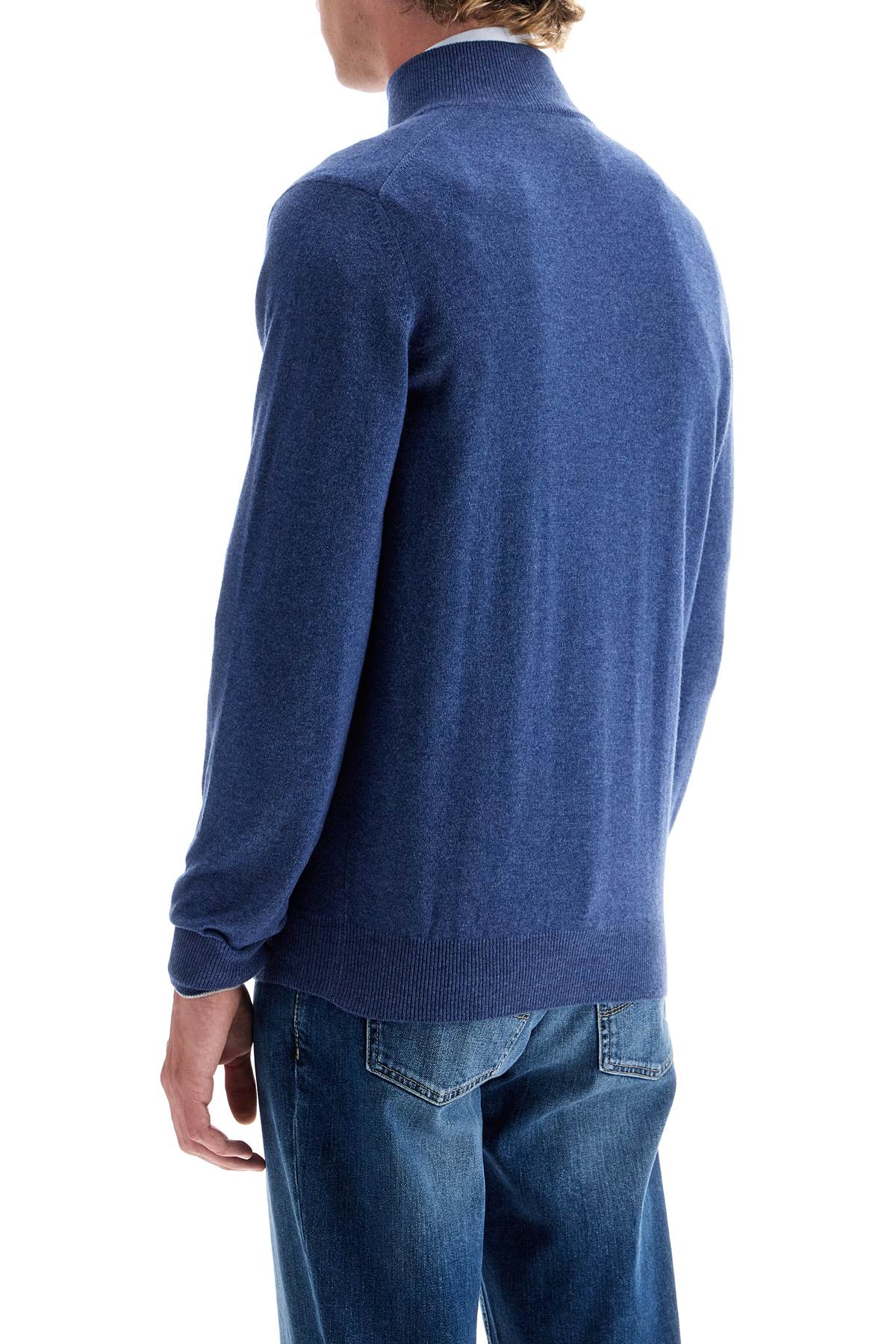 High-neck Cashmere Pullover Sweater  - Blue