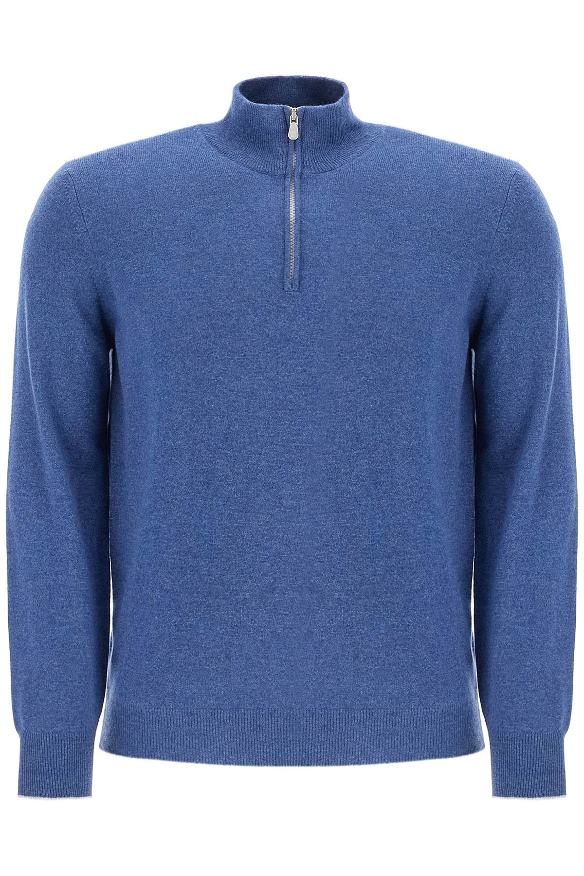 High-neck Cashmere Pullover Sweater  - Blue