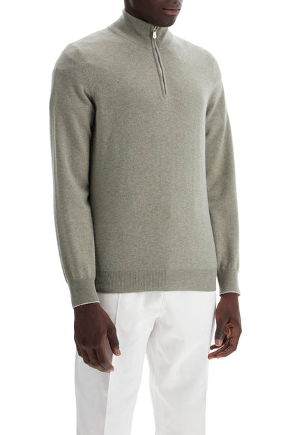 Cashmere High-neck Pullover Sweater  - Verde