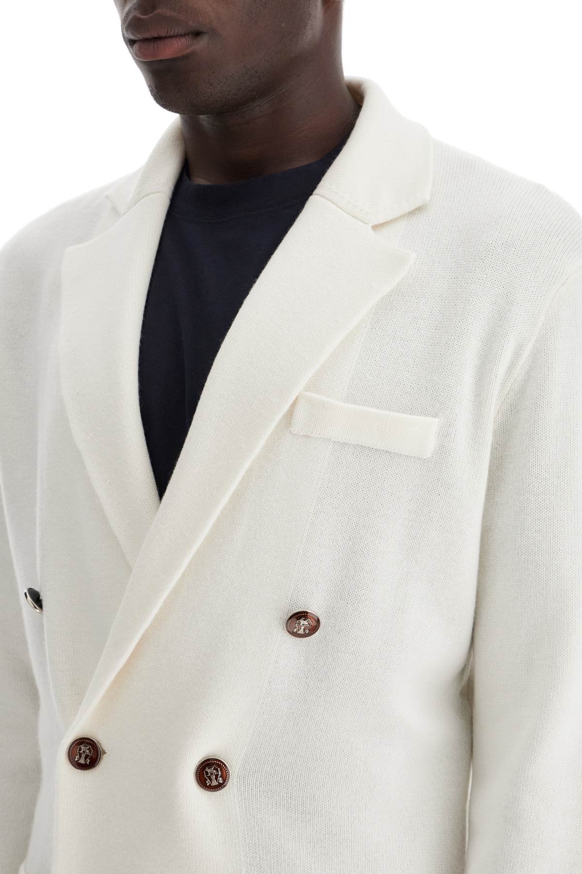 Double-breasted Cashmere Cardigan  - White