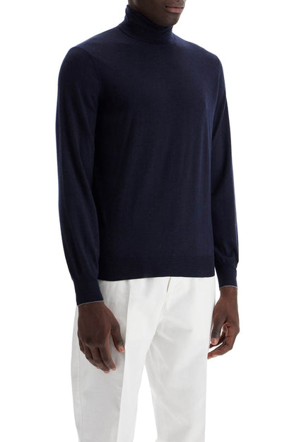 High-neck Pullover Sweater  - Blue