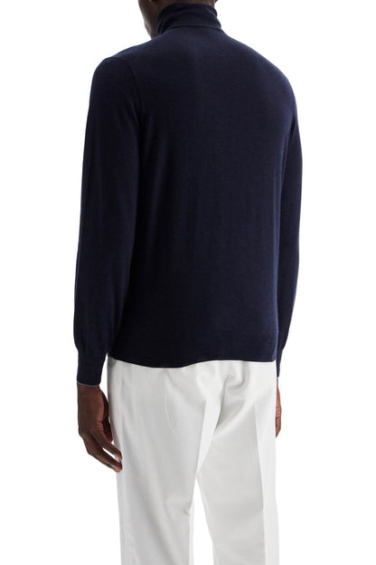 High-neck Pullover Sweater  - Blue