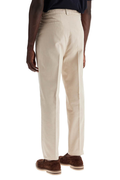 Twill Gabardine Trousers With Garment  - Beige