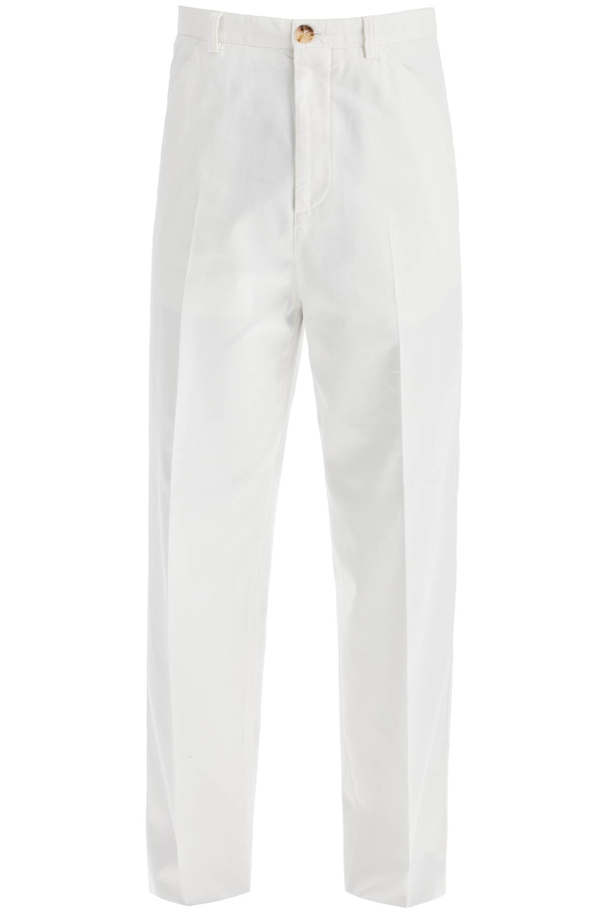 Twill Gabardine Trousers With Garment  - White