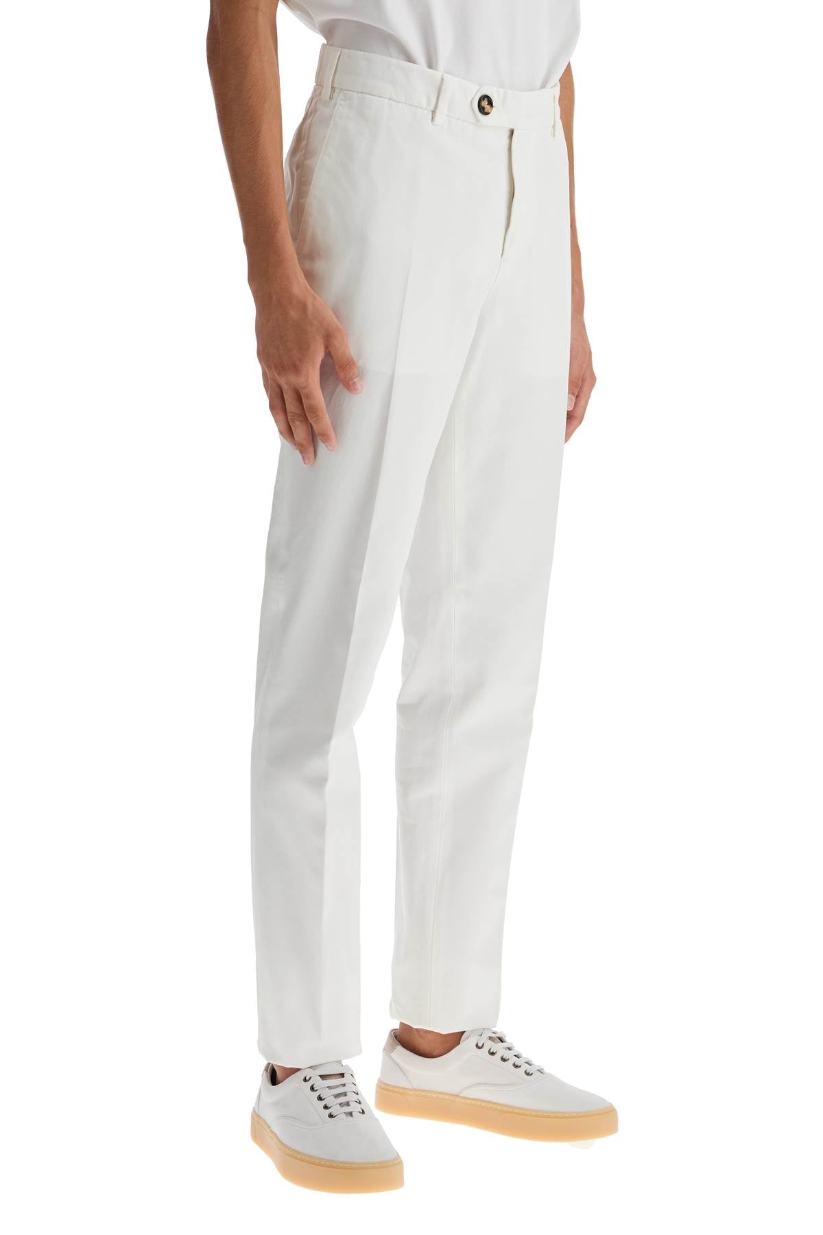 Italian Fit Gabardine Trousers For  - White