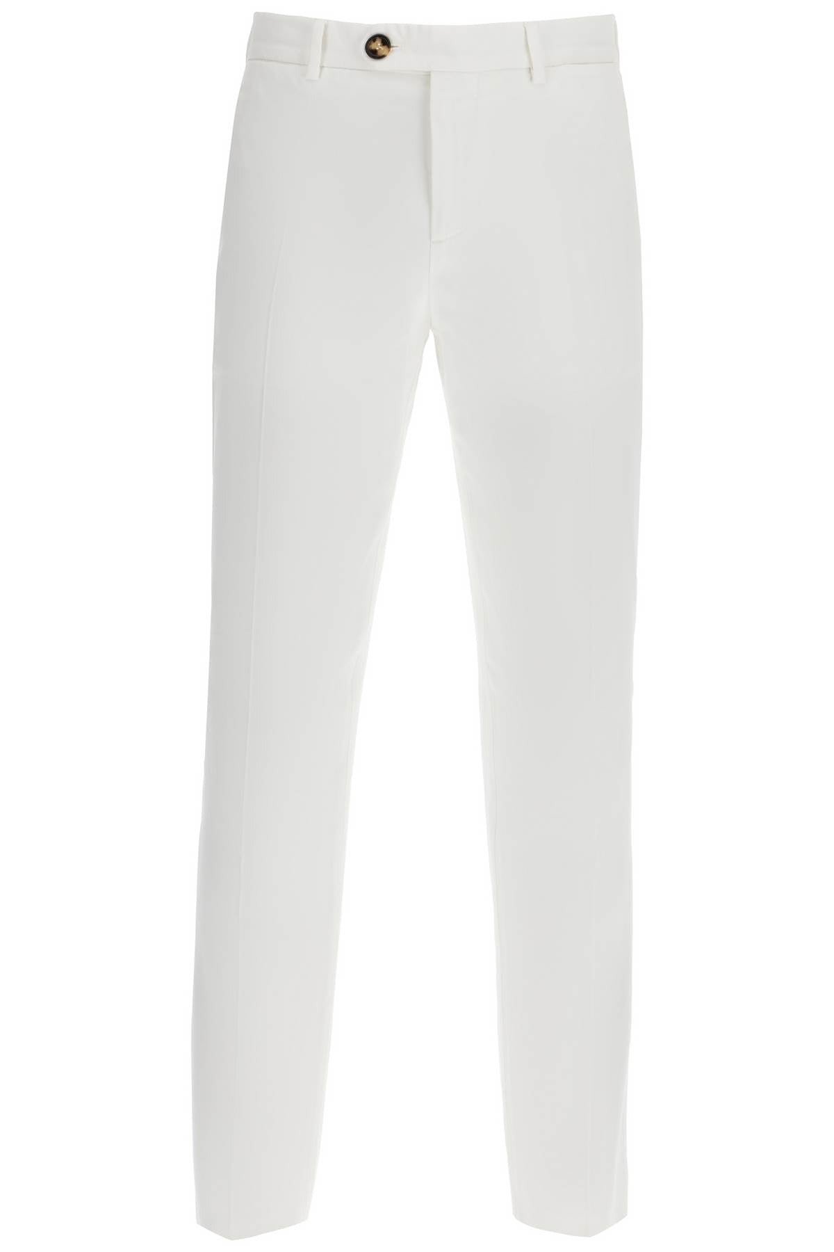 Italian Fit Gabardine Trousers For  - White