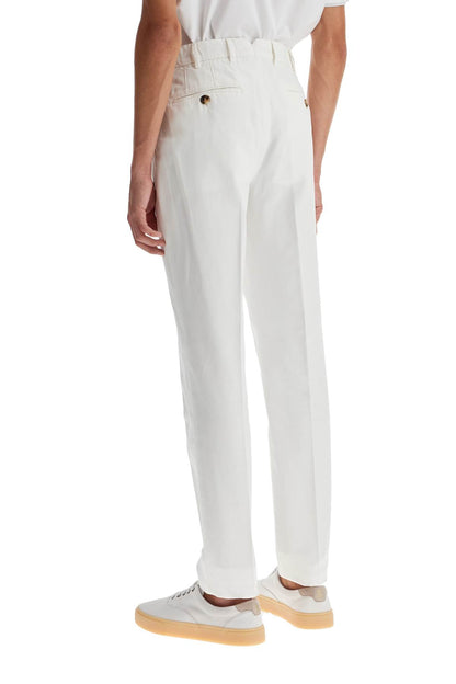 Italian Fit Gabardine Trousers For  - White