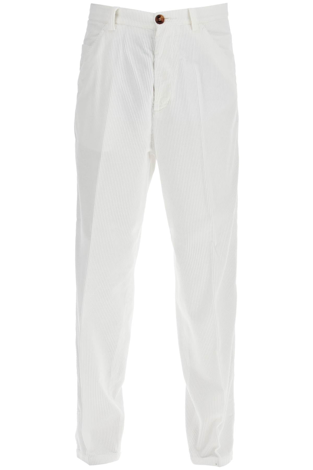 Corduroy Leisure Fit Pants  - White