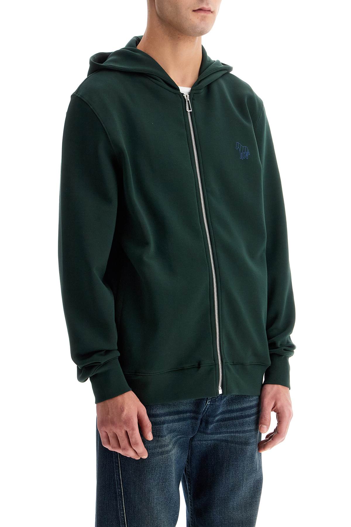 Hooded Sweatshirt With Zipper  - Green