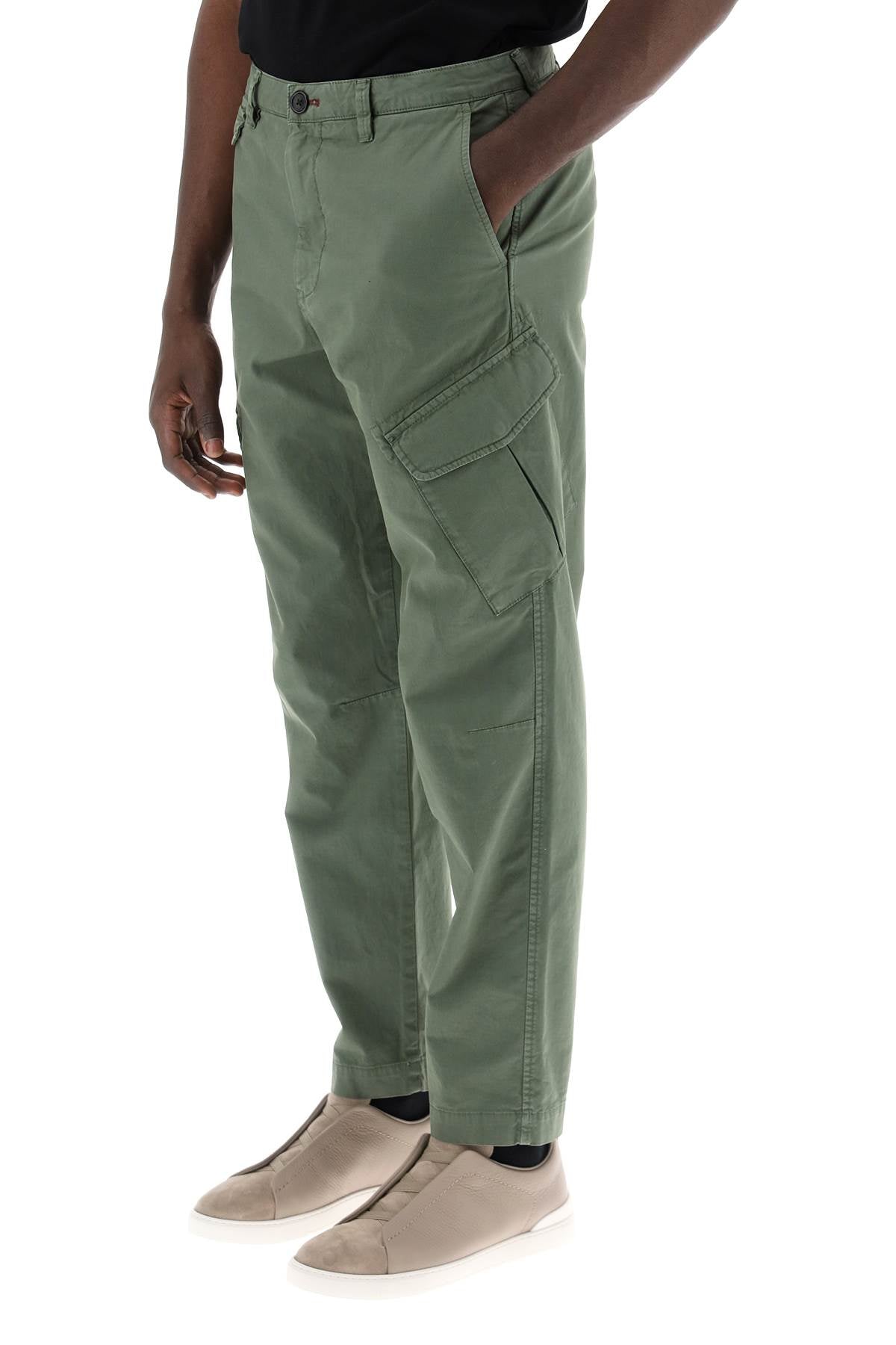 Stretch Cotton Cargo Pants For Men/w  - Green