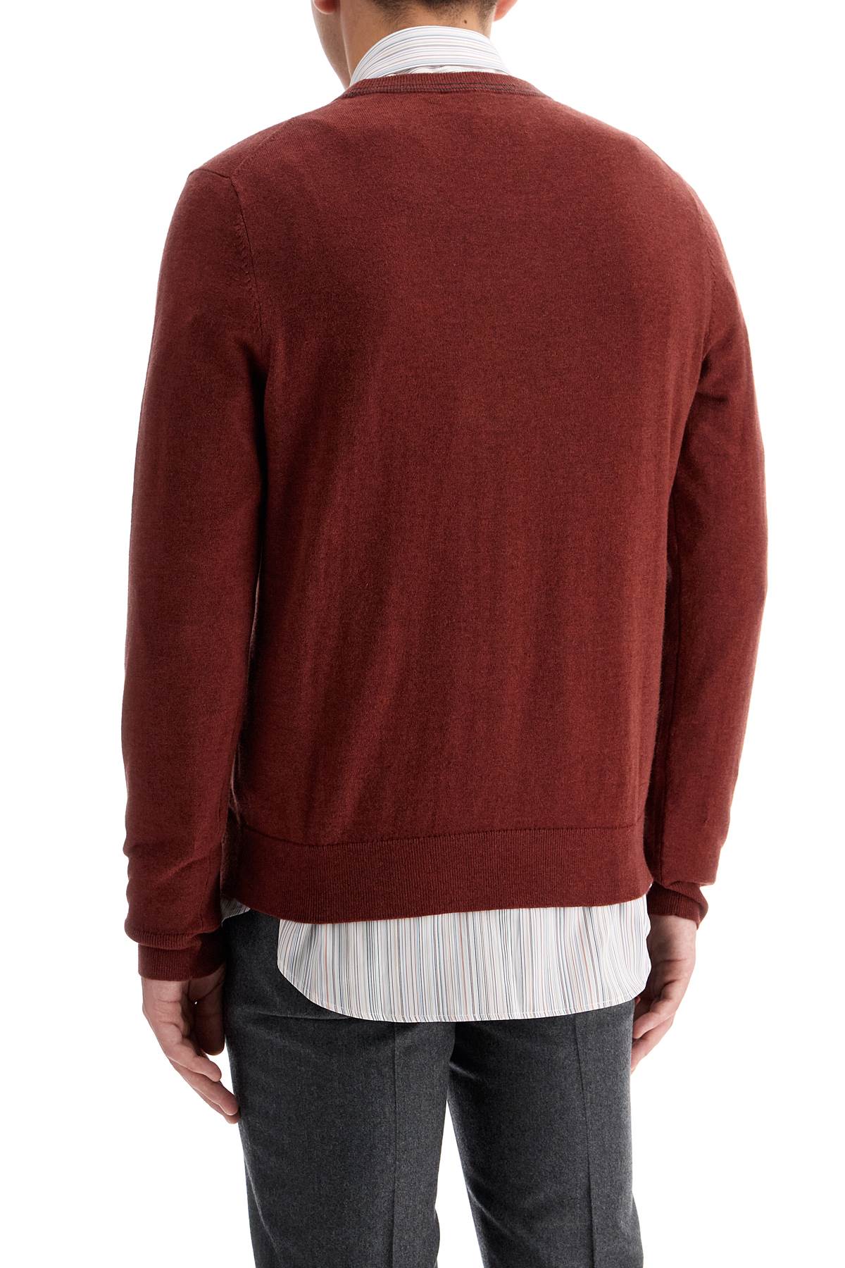 Cotton And Wool Blend Pullover Sweater  - Red