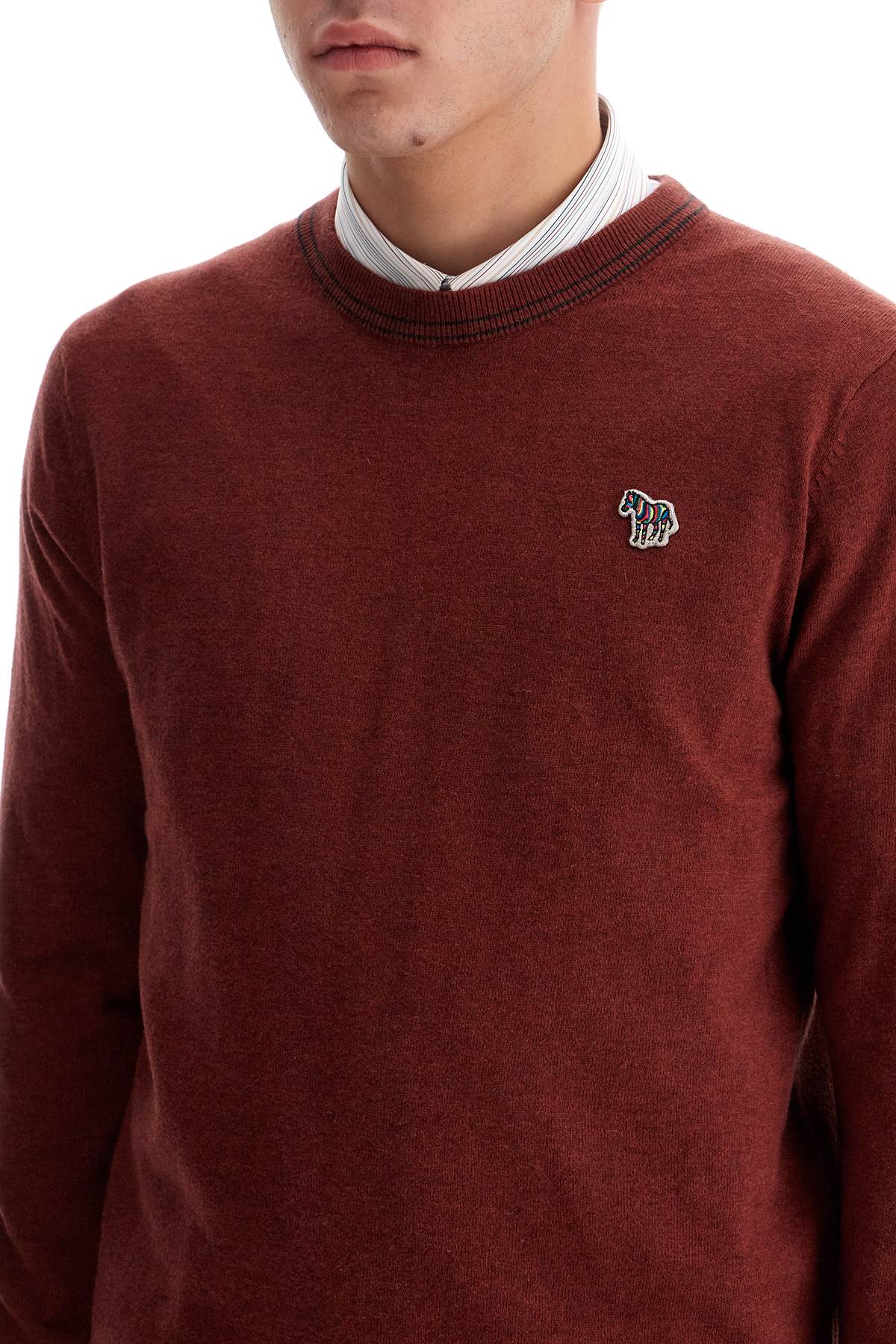 Cotton And Wool Blend Pullover Sweater  - Red