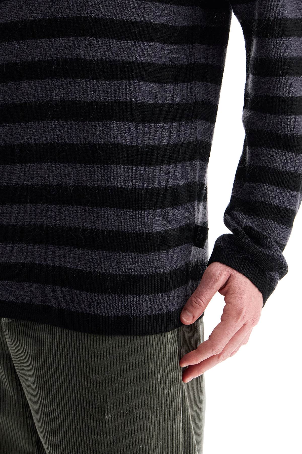 Striped Wool And Mohair Blend Pullover  - Black