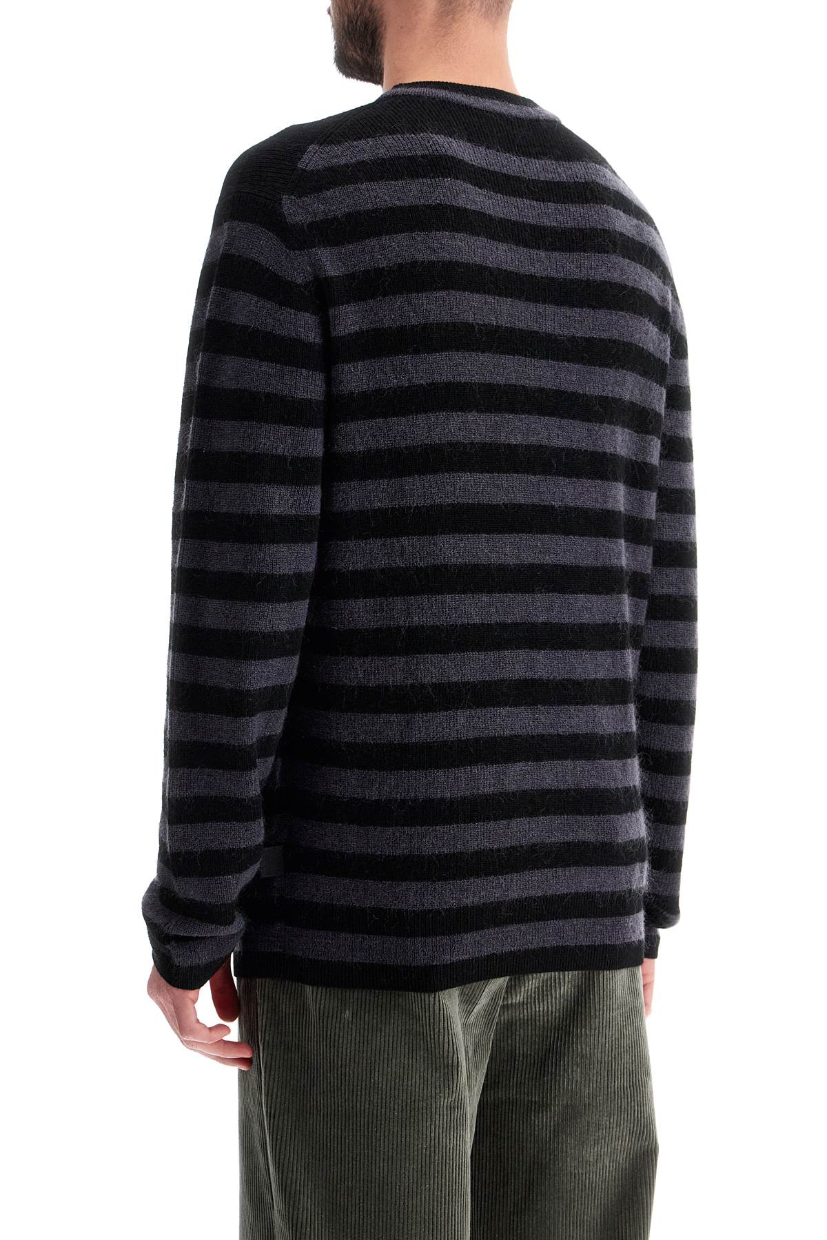 Striped Wool And Mohair Blend Pullover  - Black