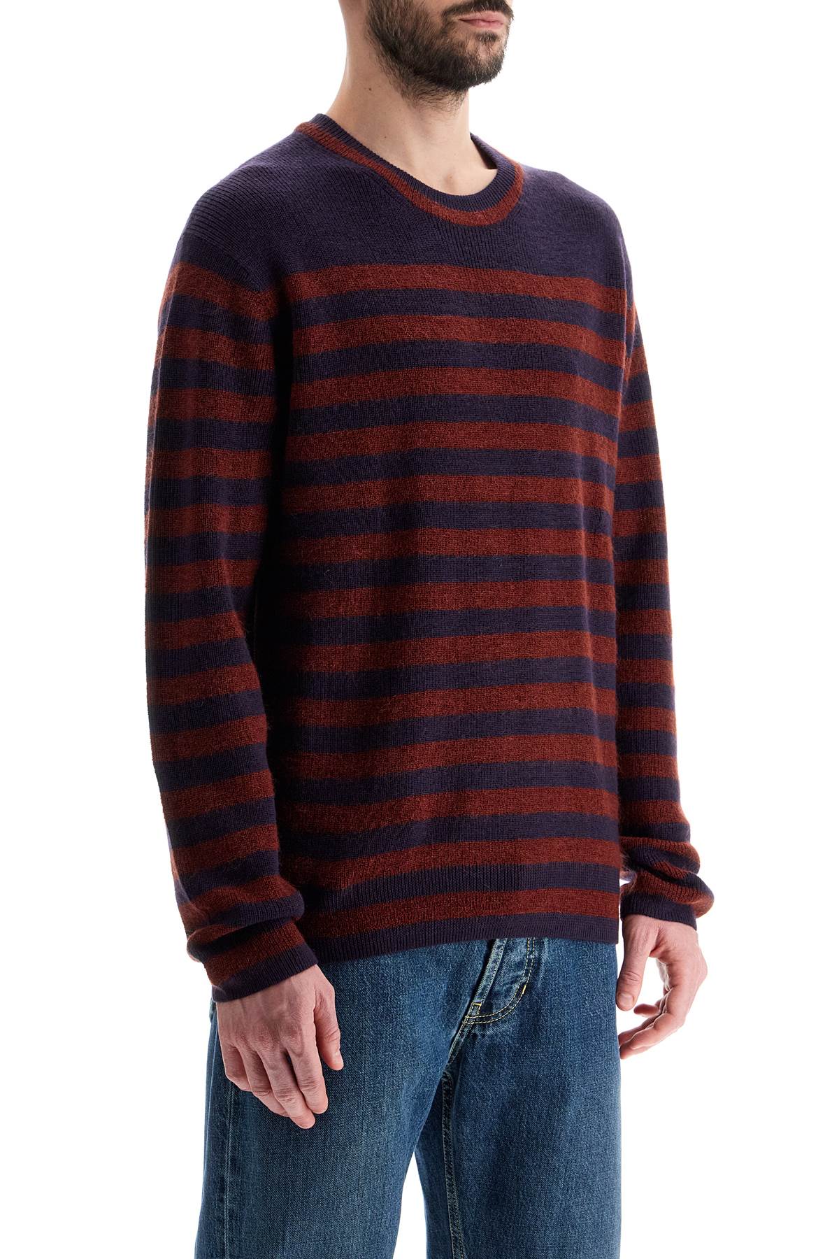 Striped Wool And Mohair Blend Pullover  - Red