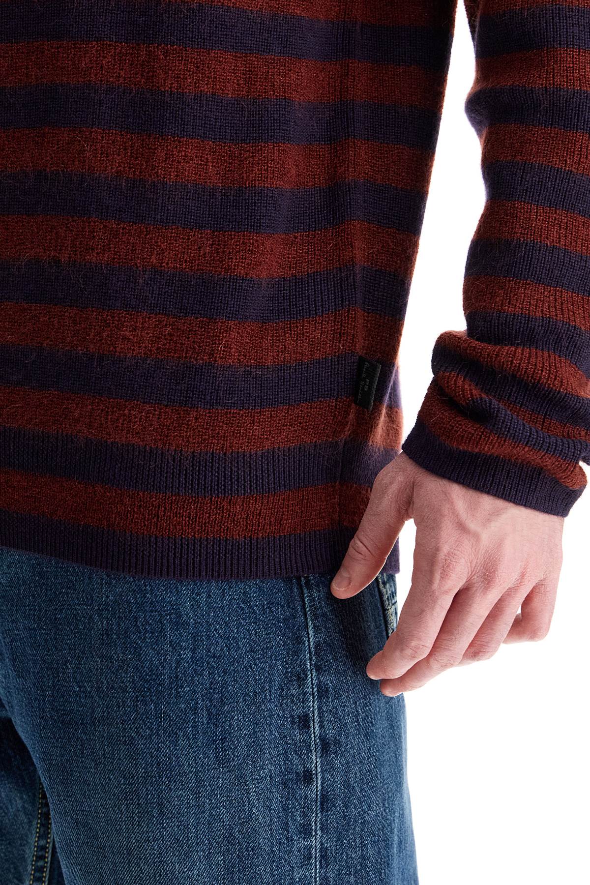 Striped Wool And Mohair Blend Pullover  - Red