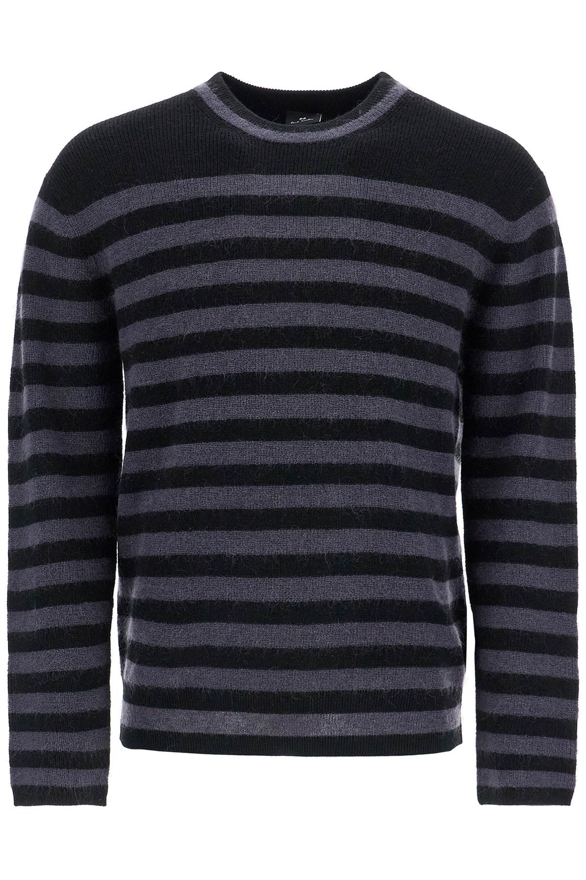 Striped Wool And Mohair Blend Pullover  - Black