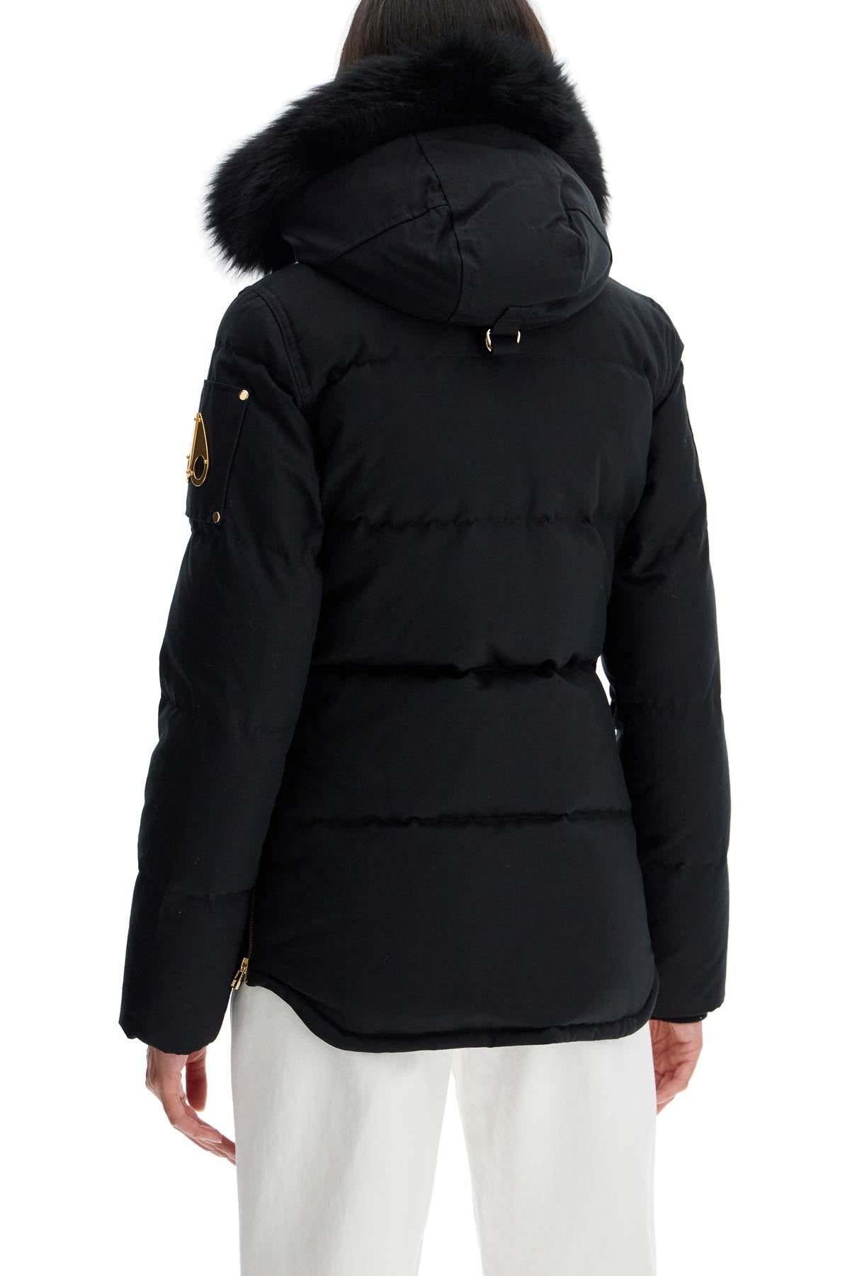 "3q Canvas Down Jacket With Shear  - Black