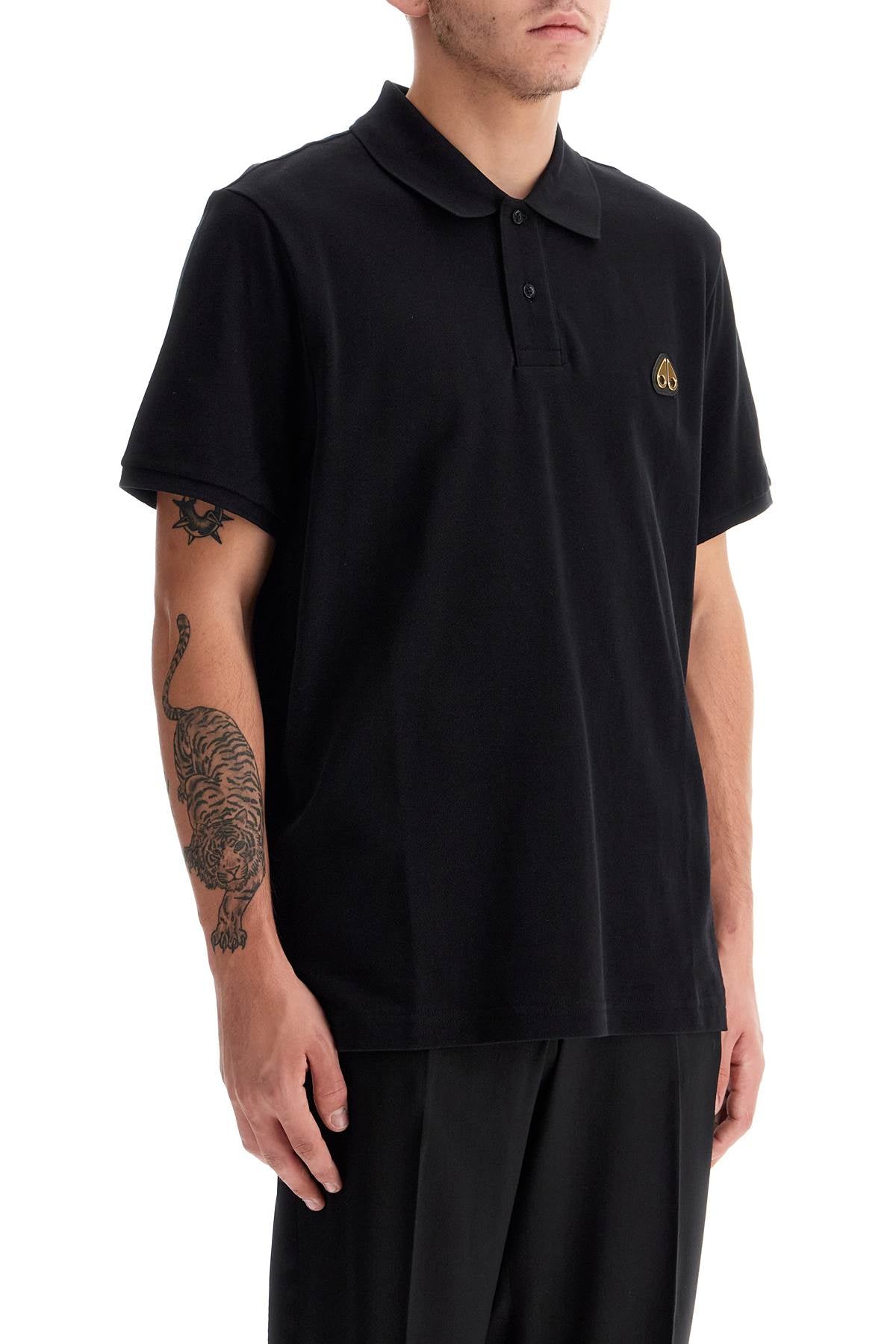 Everett Polo With Golden Logo  - Nero