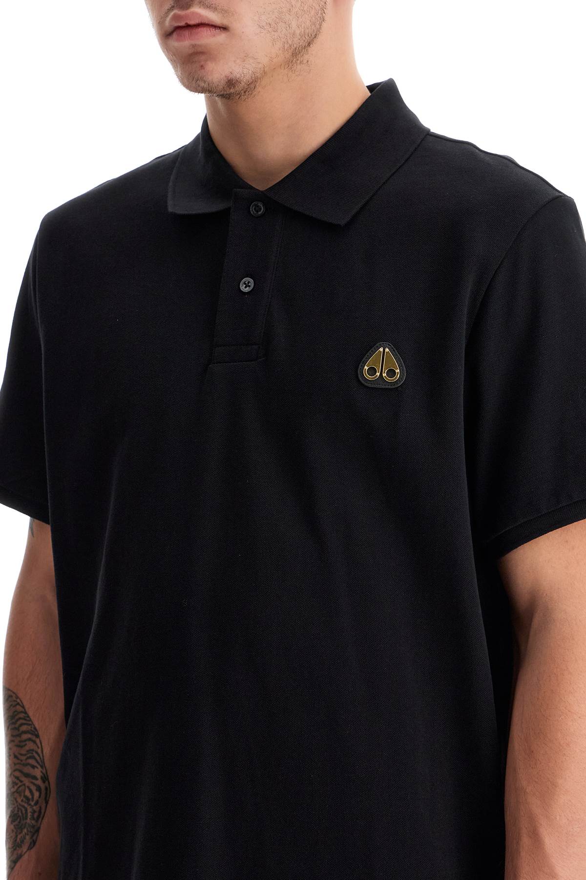 Everett Polo With Golden Logo  - Nero