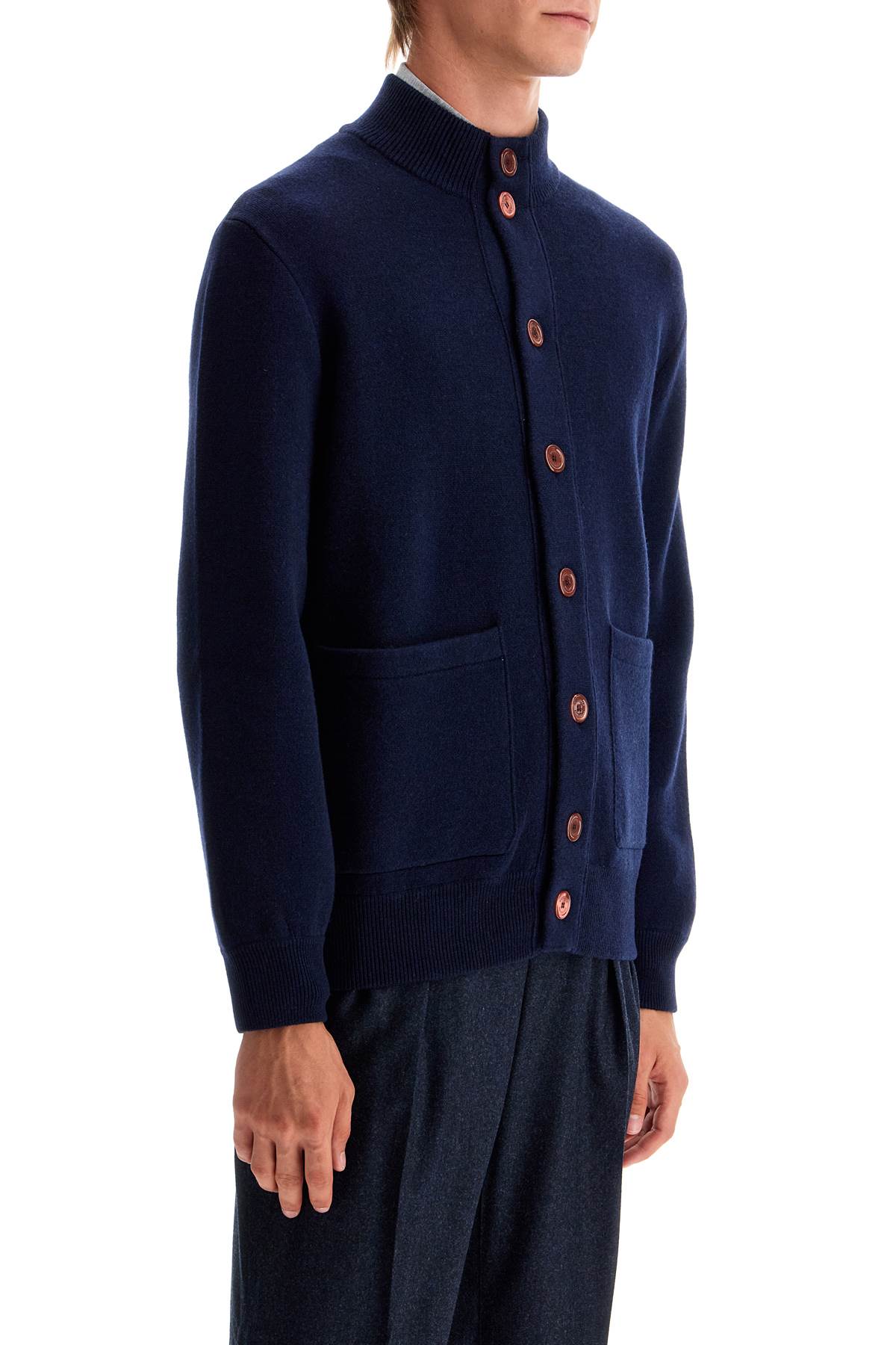 Double Knit Cardigan In Seven  - Blue