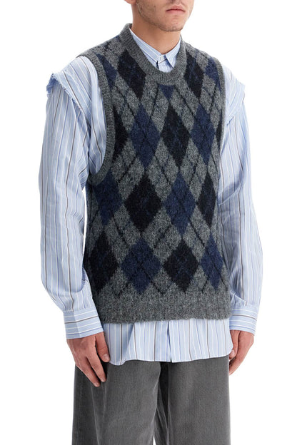 Soft Duke Argyle Formal Knit Vest  - Grey