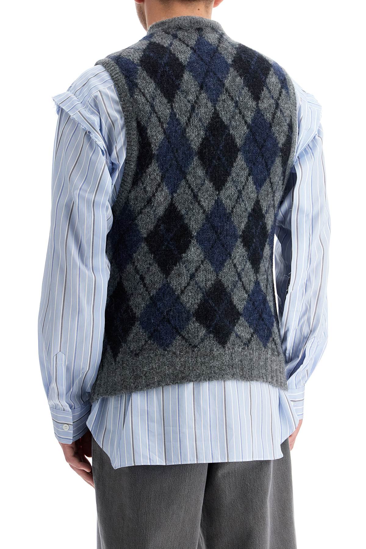 Soft Duke Argyle Formal Knit Vest  - Grey