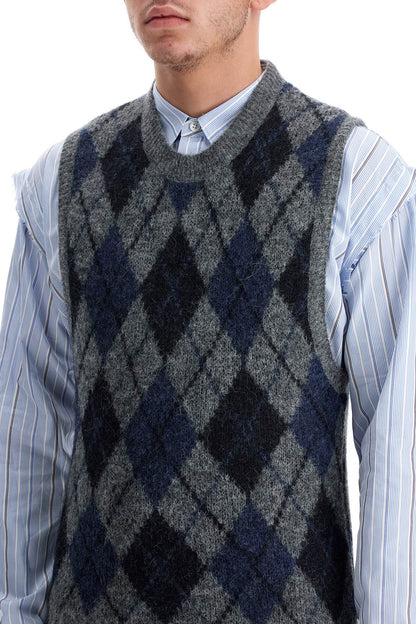 Soft Duke Argyle Formal Knit Vest  - Grey