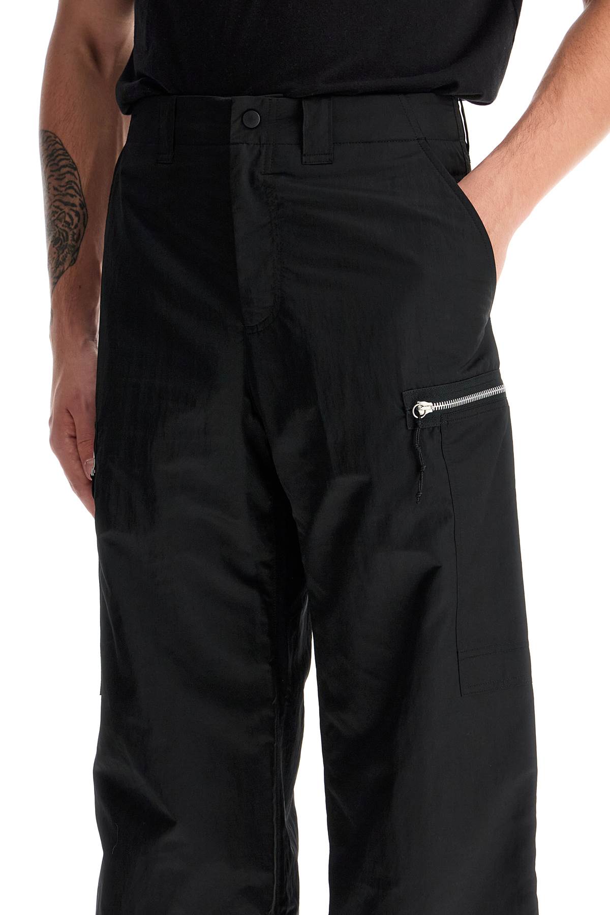 Tactical Cargo Pants In Technical Satin Fabric  - Black