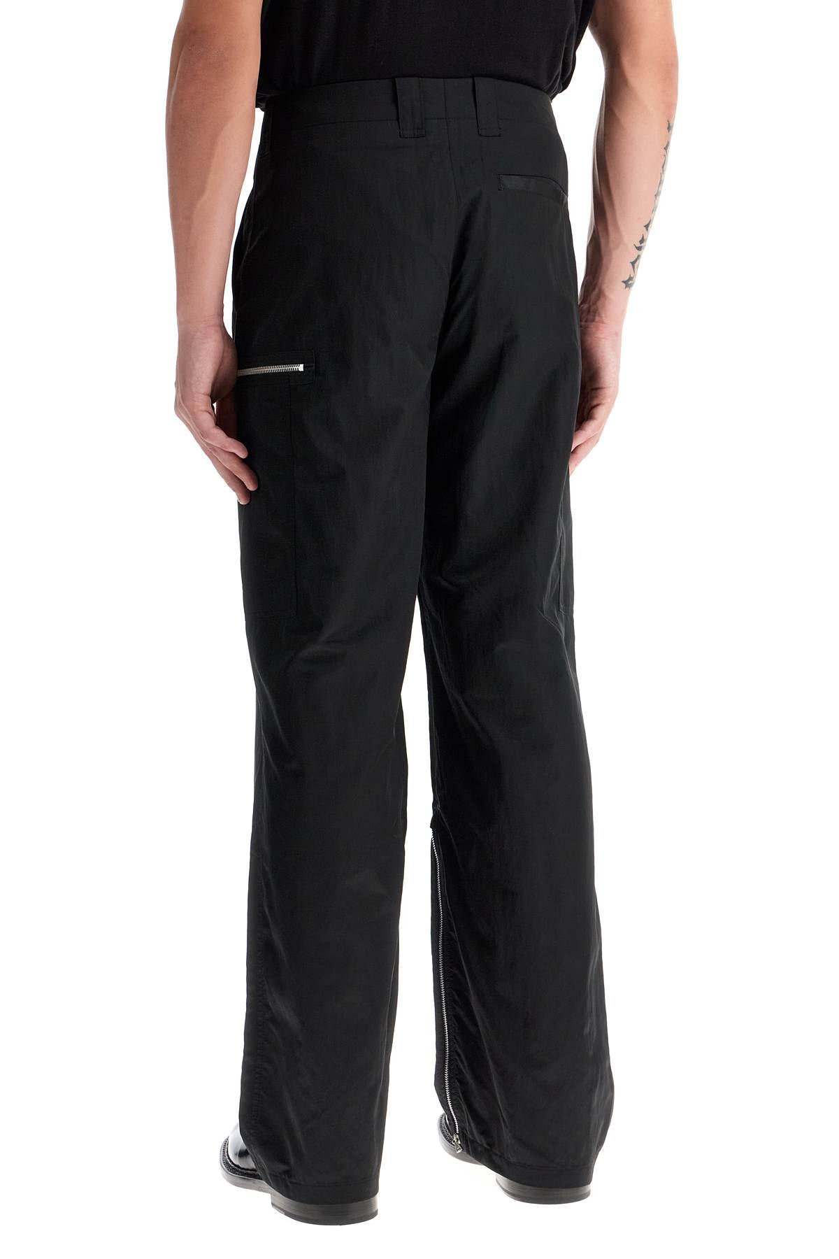 Tactical Cargo Pants In Technical Satin Fabric  - Black