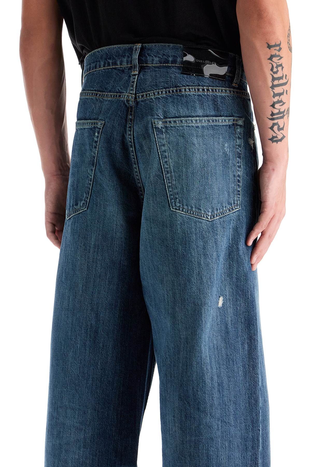 Wide Leg Denim Jeans  - Blue