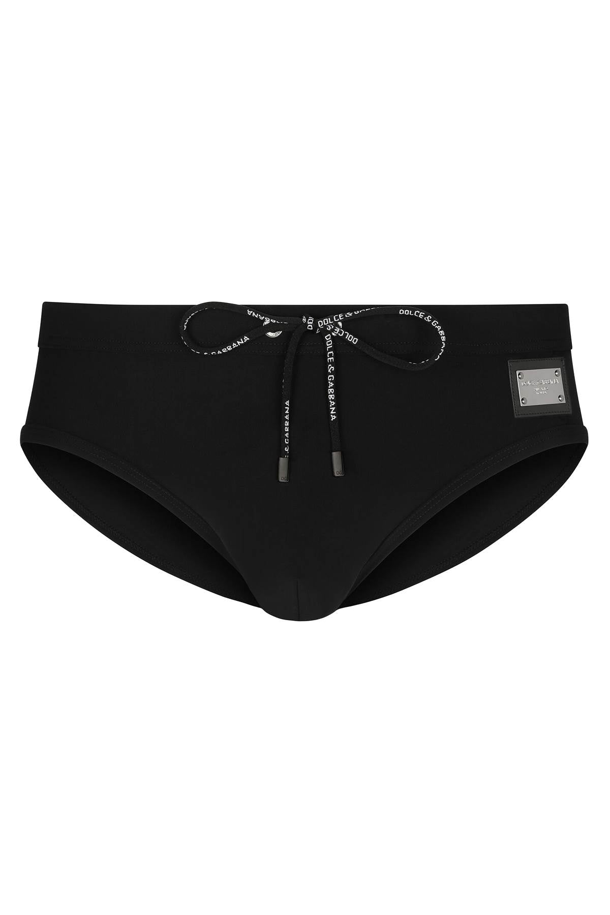 Swim Briefs With Plate  - Nero