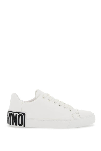 Leather Sneakers With Rubber Logo Detail.  - White