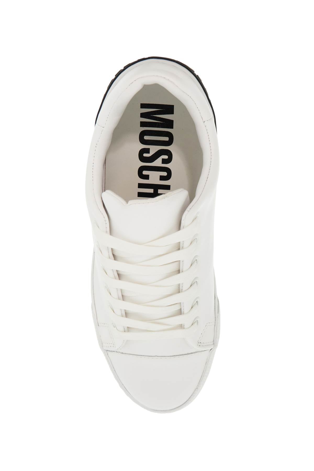 Leather Sneakers With Rubber Logo Detail.  - White