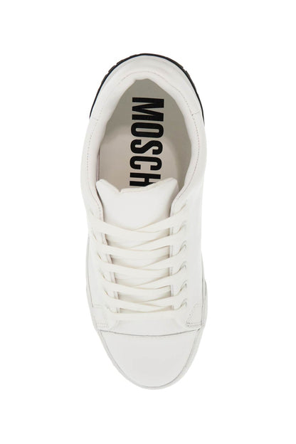 Leather Sneakers With Rubber Logo Detail.  - White