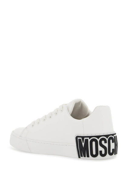 Leather Sneakers With Rubber Logo Detail.  - White