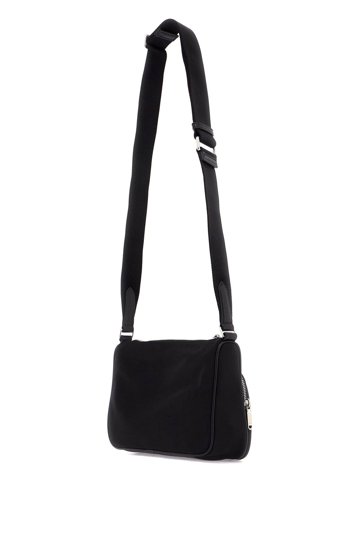 Nylon Shoulder Bag With Adjustable Strap  - Black