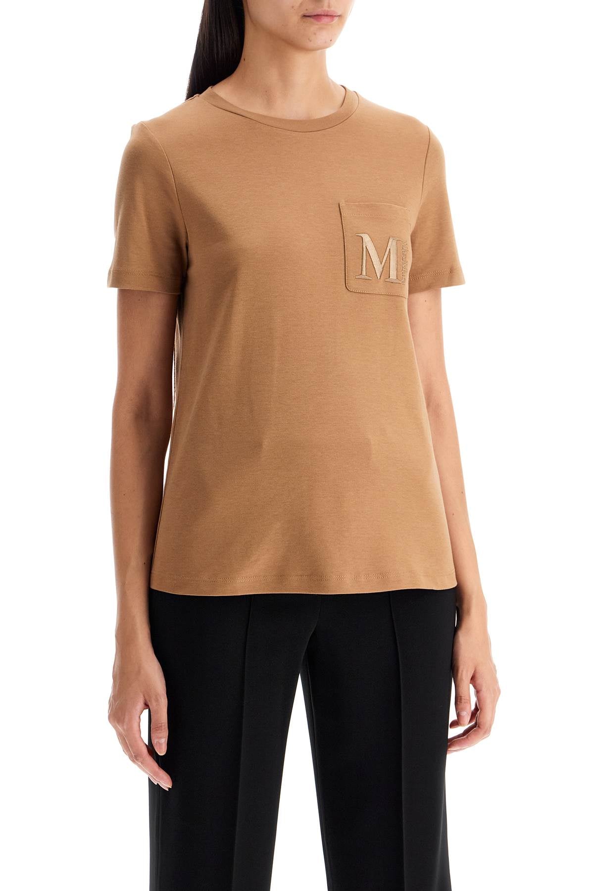 'madera' Embroidered Pocket T-shirt  - Brown