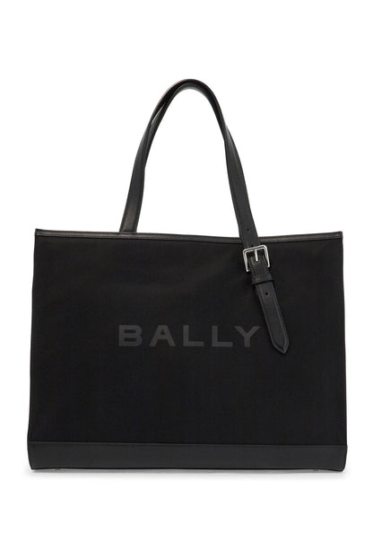 East/west Nylon And Leather Tote Bag  - Black