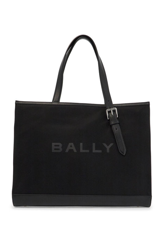 East/west Nylon And Leather Tote Bag  - Black