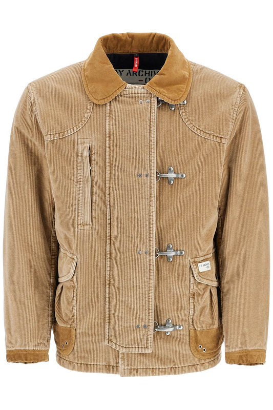 "4-hook Ribbed Velvet Jacket"  - Beige