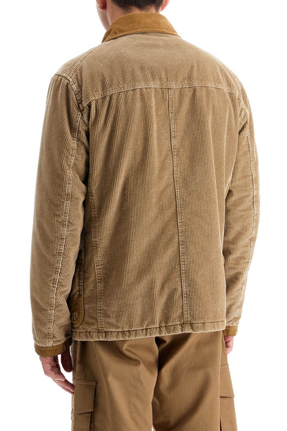 "4-hook Ribbed Velvet Jacket"  - Beige