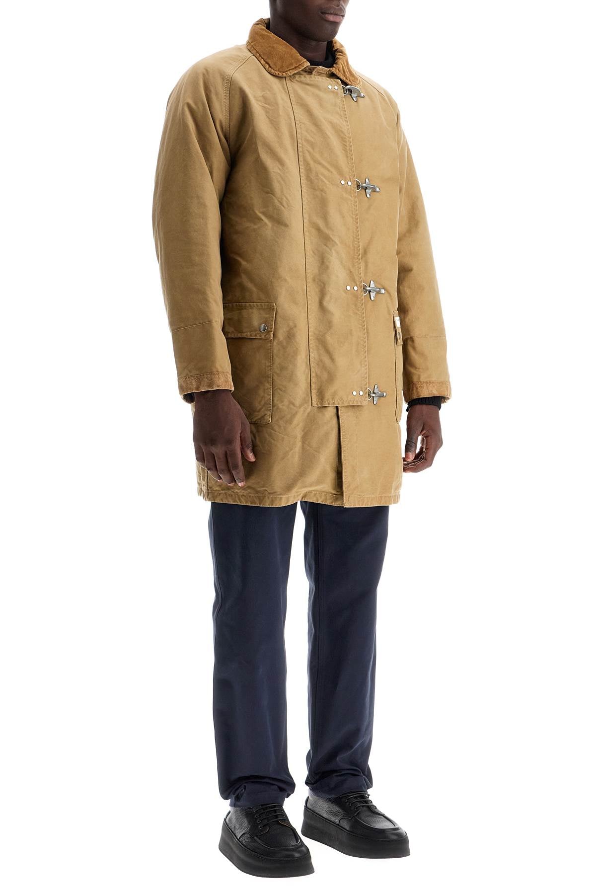 Padded Canvas Jacket Coat  - Beige