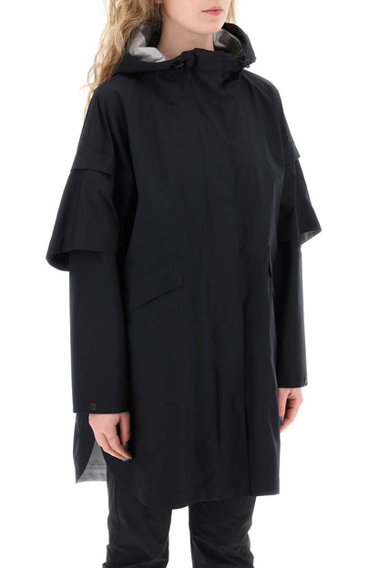 "removable Sleeve Cape Coat  - Black