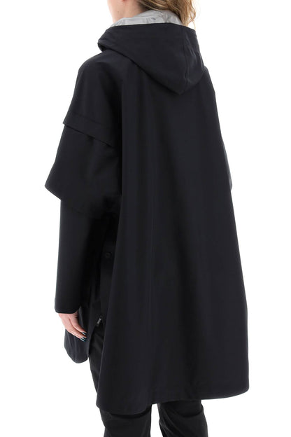 "removable Sleeve Cape Coat  - Black