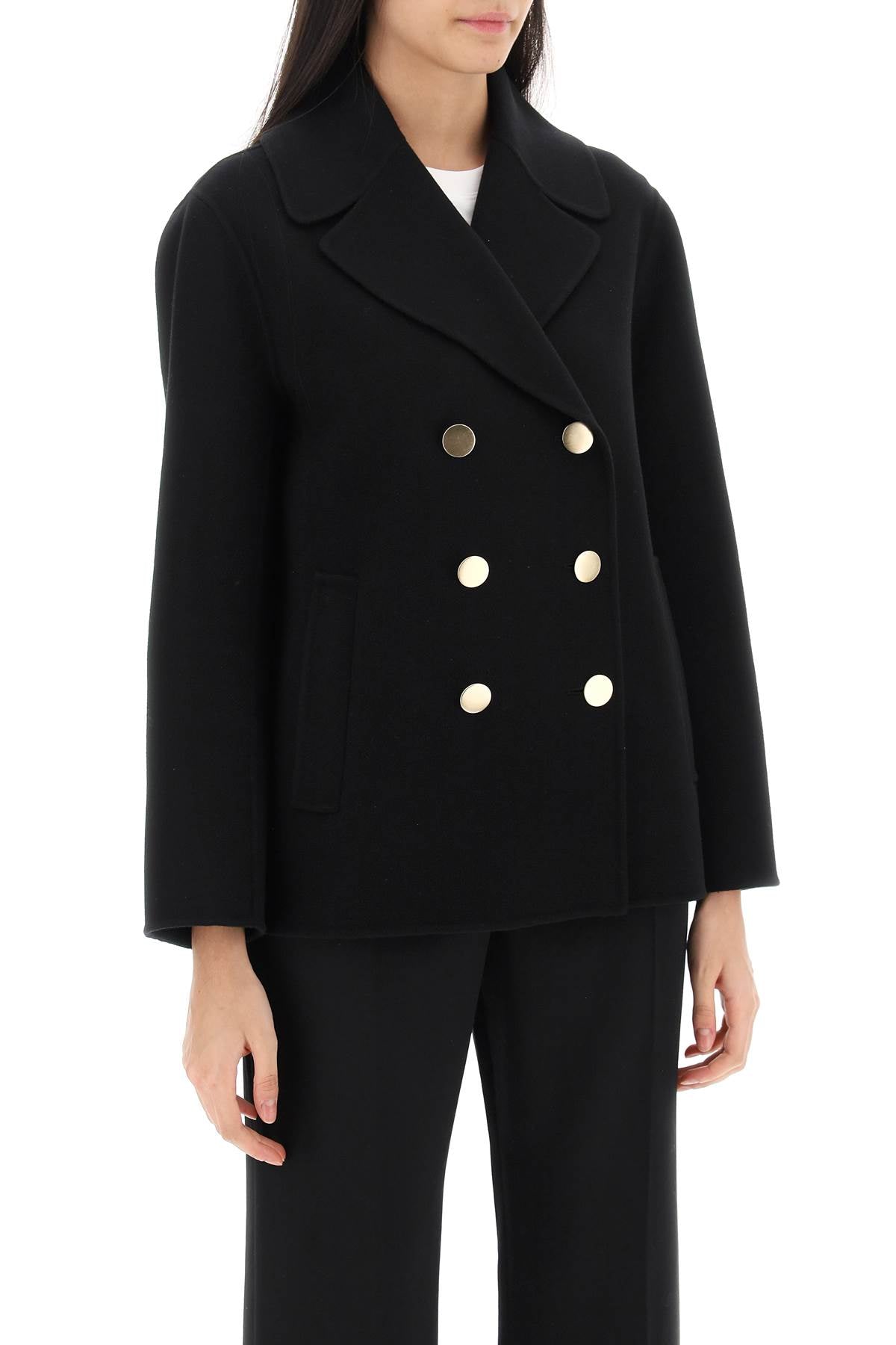 Margot Double-breated Wool Peacoat  - Blue