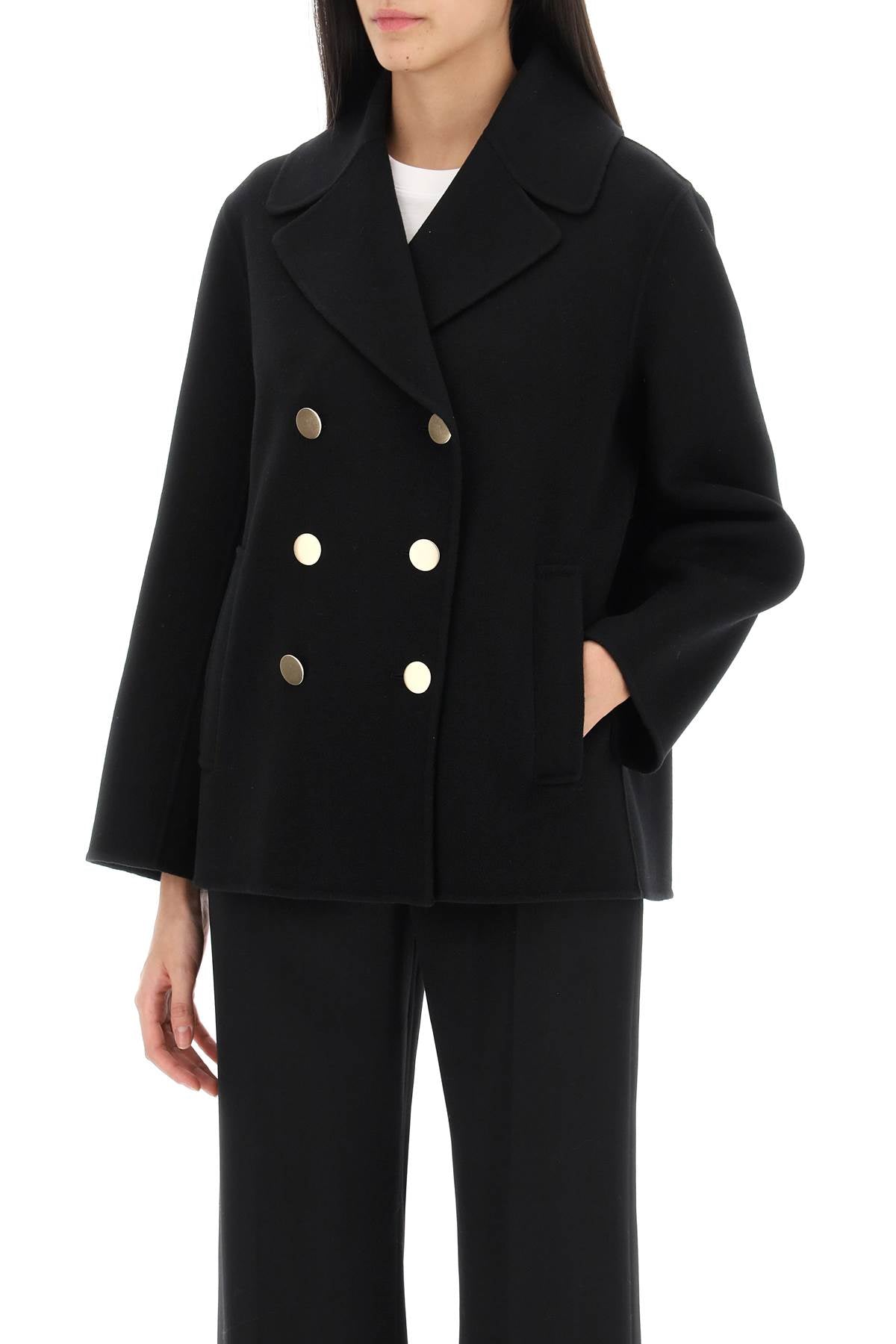 Margot Double-breated Wool Peacoat  - Blue