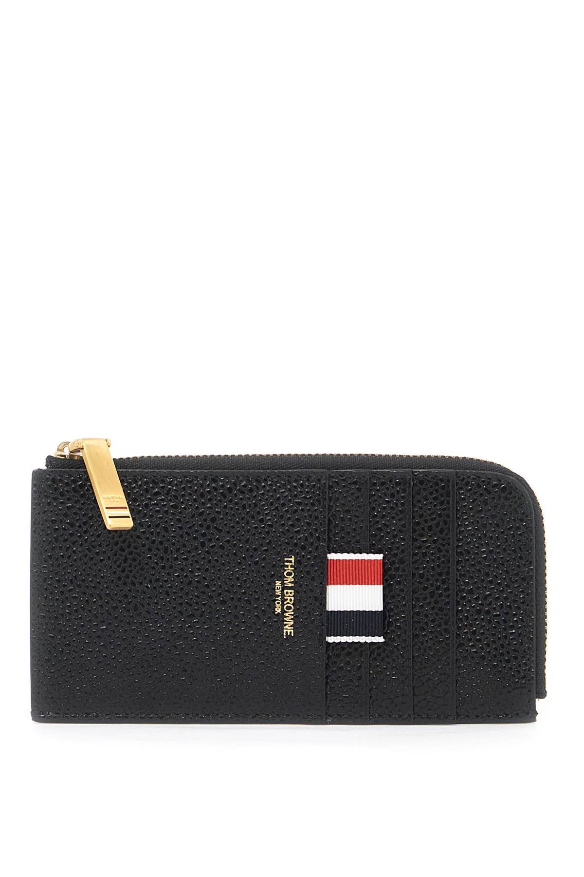 Pebble Grain Leather Cardholder  - Black