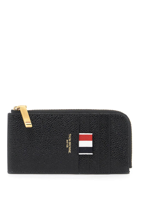 Pebble Grain Leather Cardholder  - Black